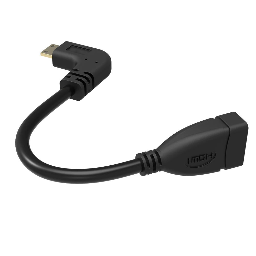 Высокое качество 90 градусов левый Угловой позолоченный мини HDMI к HDMI Женский Кабель мужчин и женщин для HDTV 1080p PS3 Evo htc Vedio