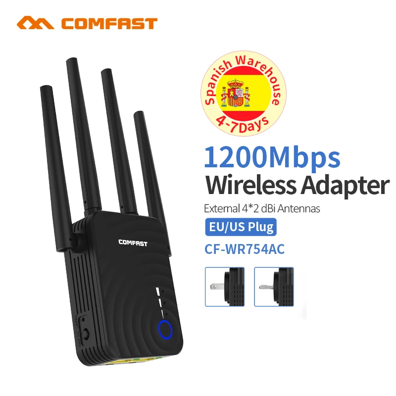 

1200Mbps COMFAST Wireless WiFi Range Extender 2.4/5.8Ghz Dual Band Repeater Signal Booster 4 Ethernet Antennas Wi-fi Amplifer AP