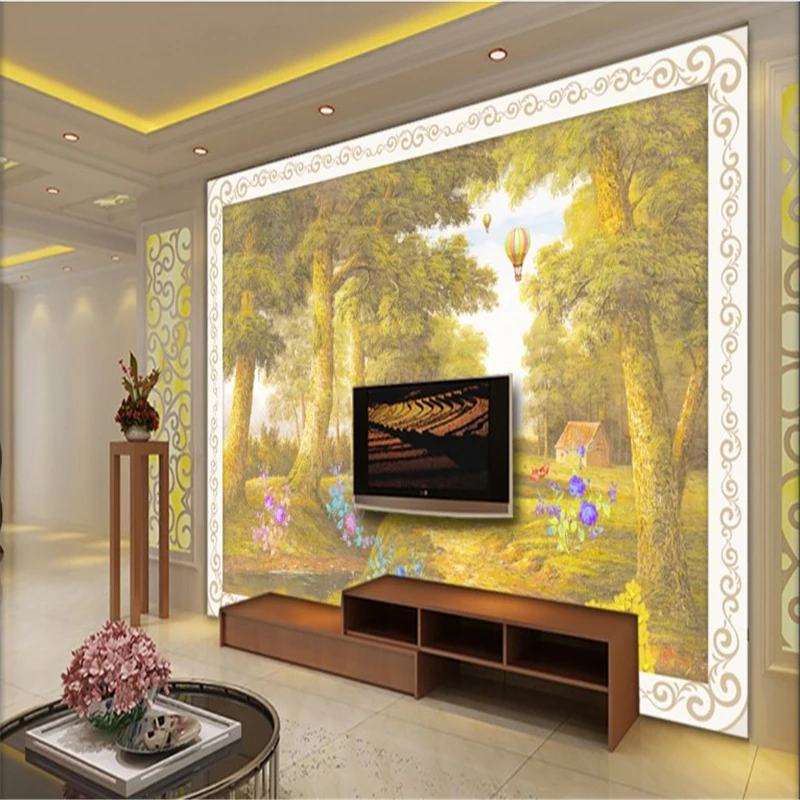 

beibehang scale custom wallpaper European and American painting landscapes flowers and birds landscape decorative painting