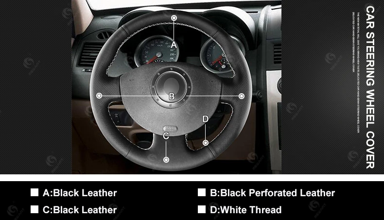 MEWANT черная крышка рулевого колеса автомобиля из натуральной кожи для Renault Megane 2 2003-2008 Kangoo 2008-2012 Scenic 2 2003-2009 части