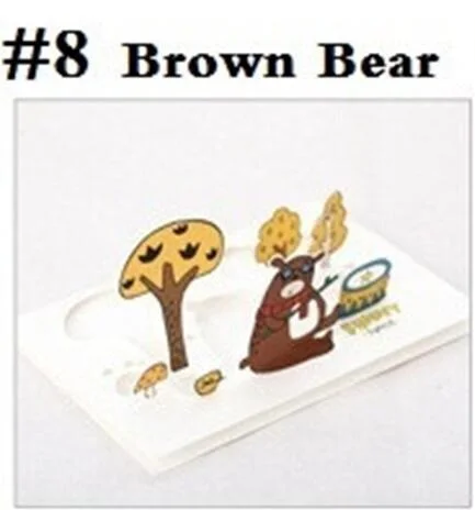 NO8 Brown Bear 30 пачек/лот студенческие DIY бизнес карты старинные 3D лесные животные серии набор поздравительных открыток с конвертом рождественские открытки закладки - Цвет: NO8 Brown Bear