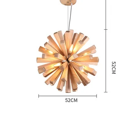 53cm Natural wood Одуванчик деревянные подвесные светильники, подвесные лампы из цельного дерева, светильники для столовой, ресторана, украшения для помещений, подвесной светильник - Цвет корпуса: 53cm Natural wood