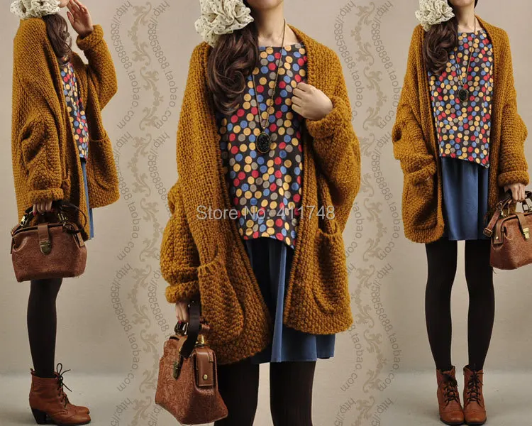 Женский трикотажный кардиган с рукавами летучая мышь|batwing sleeve cardigan|knitted cardiganlong