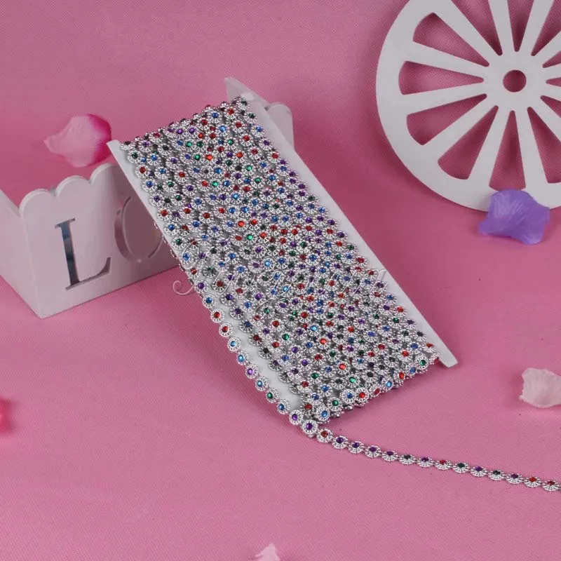 1 ярд Однорядная цветная Алмазная сетка ряд кристаллическая швейная лента из