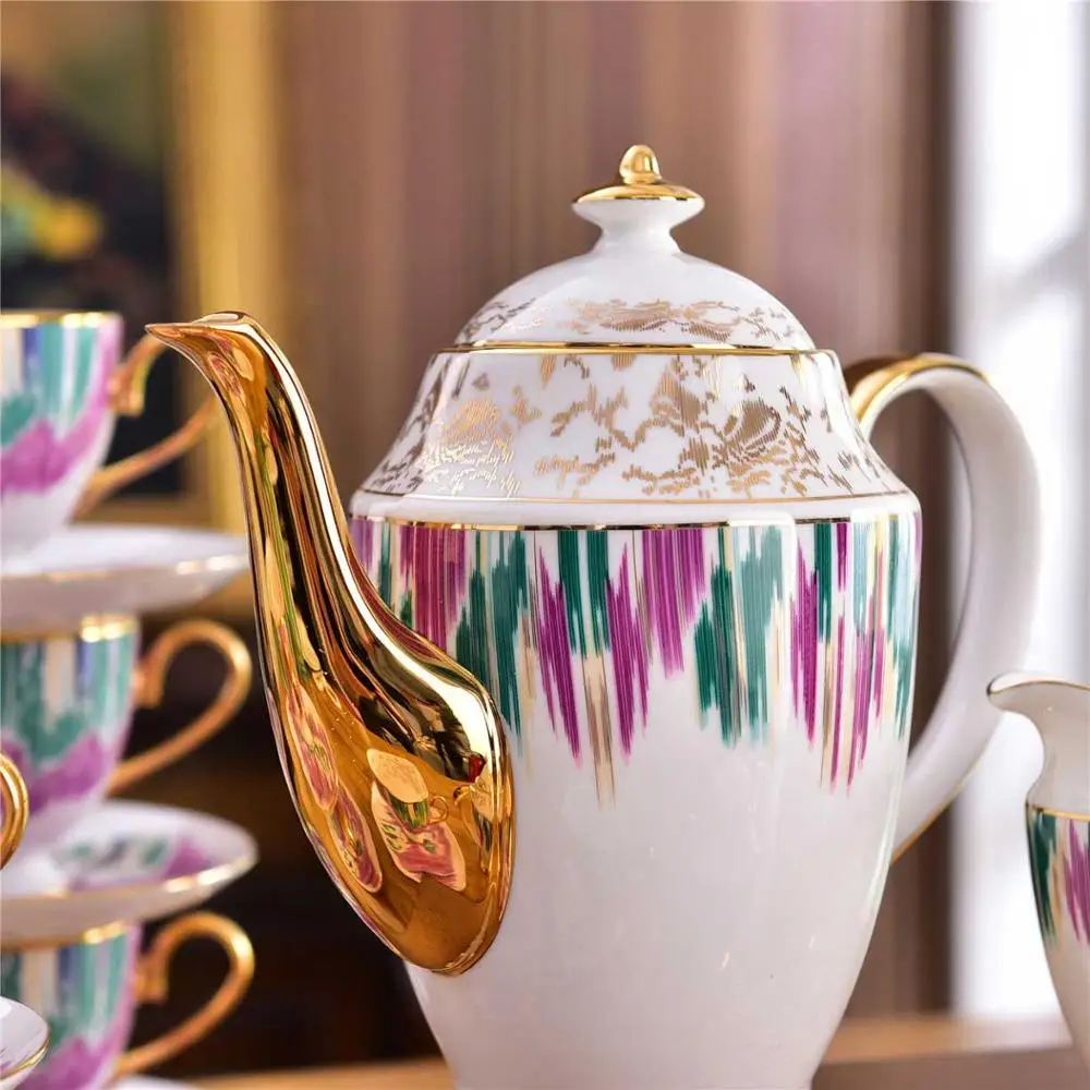 Роскошные плоская чайная чашка блюдце Кофе Чай Reataurant отельный Настольный для молока и сахара кувшин фарфоровый чайник вечерние свадебные подарки на новоселье - Цвет: Сливовый
