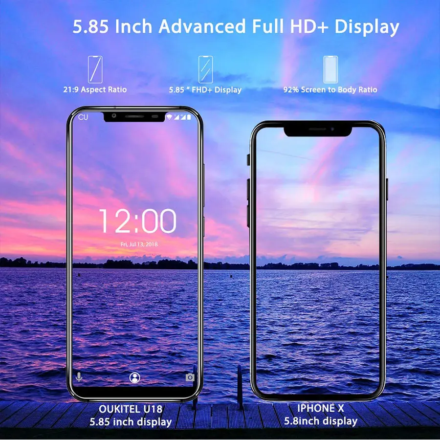 Оригинальный мобильный телефон Oukitel U18 5 85 дюйма 21:9 полный дисплей распознавание