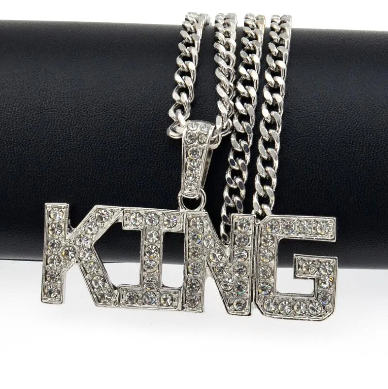 Cross-border new hip hop pendant European and American fashion men's KING letter necklace manufacturers