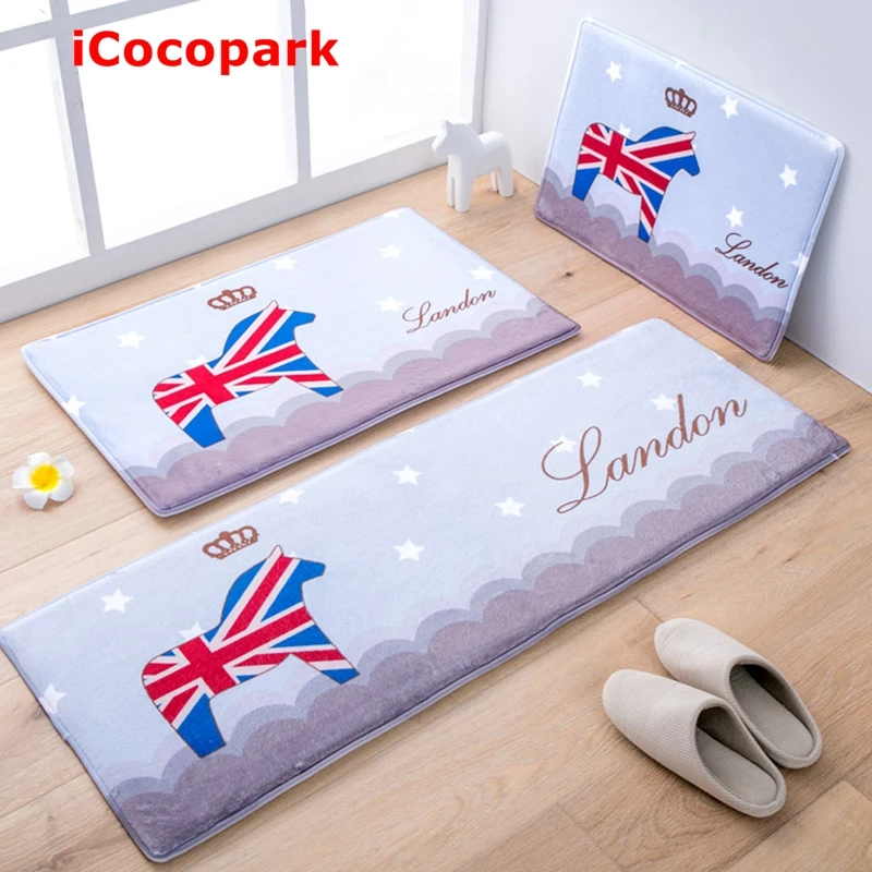 

NiceRug British Pony Cartoon Fleece Carpet Living Room Bedroom Rugs Door Floor Mats Kids Baby Crawling Mats