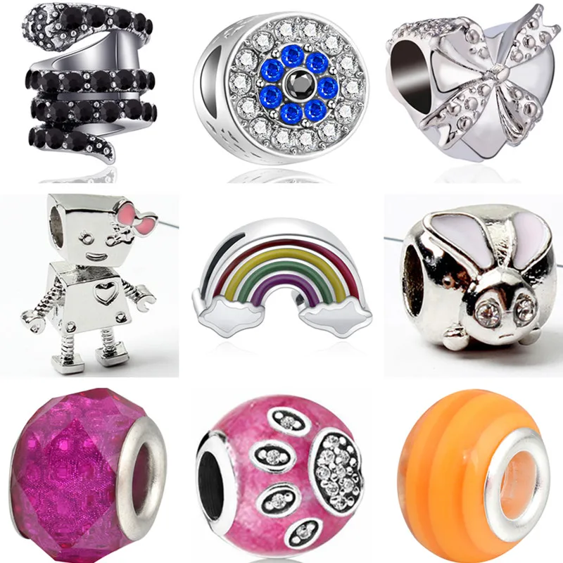 Панковский стиль большой волк робот кролик замок радуга женский браслет Pandora