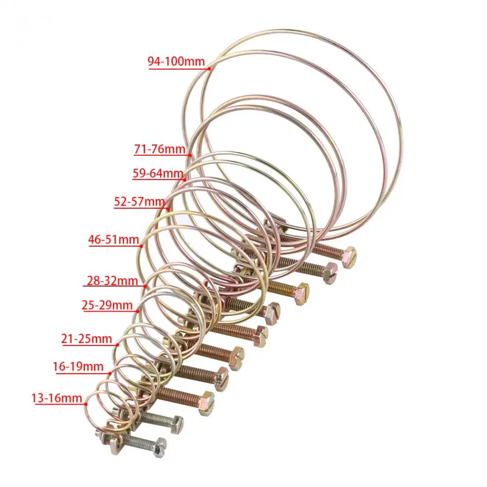 10 шт./лот Зажимы для шлангов регулируемые с двойным проводом зажим труб крепление