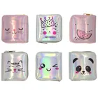 KANDRA симпатичный мультяшный серебристый и розовый Голографический лазерный короткий кошелек, Женский Блестящий маленький кошелек из искусственной кожи, клатч, праздничная сумка для девочек