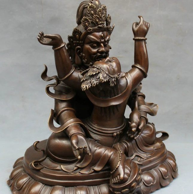 16 &quotТибет Чистая Бронза Медь Буддийский Храм Желтый Jambhala Будда Сиденье Статуя |