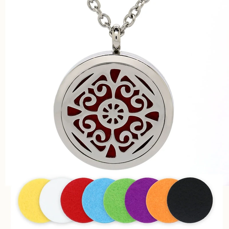 

BOFEE Aromatherapy Diffuser Perfume Necklace Pendant Locket Felt Pads Gift 316L Stainless Steel Charm Essential Oil Jewelry 30mm