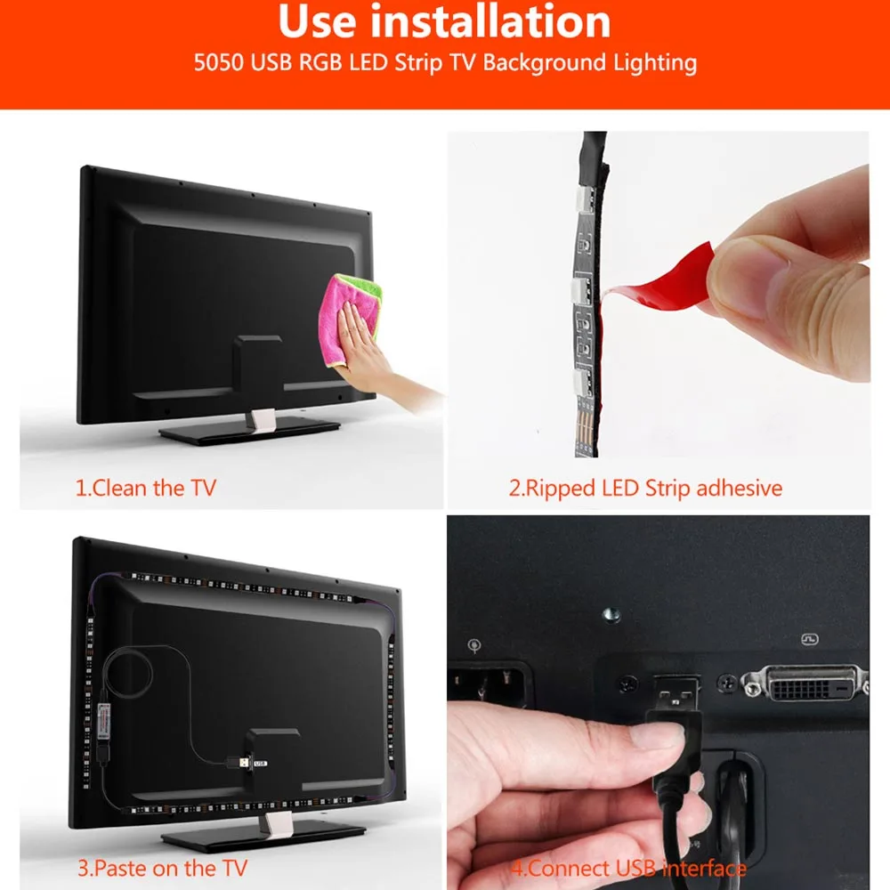Светодиодная ленсветильник RGB с питанием от USB 5 В 0 м 1 м|Светодиодные ленты| |