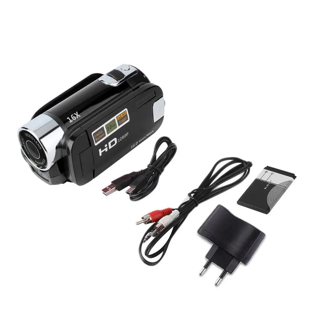 Black EU Plug Мини Портативная 2,7 дюймовая цифровая видеокамера с TFT ЖК-экраном Full HD 720P 16x Zoom DV camera COMS Video Recoding - Цвет: Black EU Plug