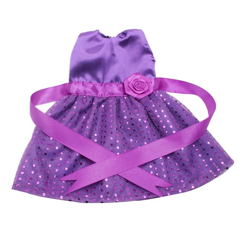 18 inch Girls doll dress Purple sparkling cocktail evening gown American new born clothes Baby toys fit 43 cm baby c368 | Игрушки и