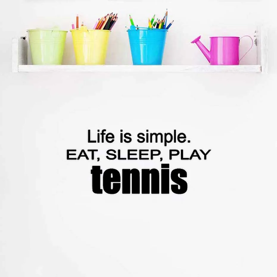 DCTOP Play Tennis Life Is Simple Eat Sleep Family Наклейка на стену самоклеющиеся обои для наклейки
