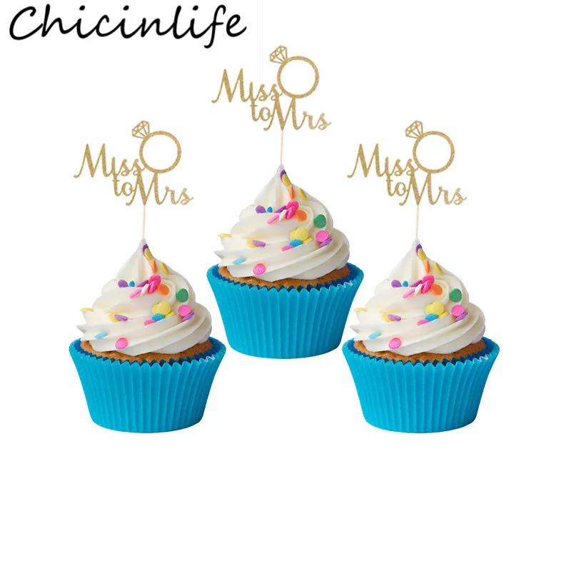 Chicinlife 1 шт. золото/серебро/черный Miss To Mrs кекс Топпер свадебный душ девичник вечеринка Свадьба сувениры украшения