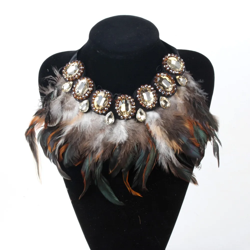 ZMZY ожерелье ювелирные изделия 5 цветов в наличии винтажное с черными перьями