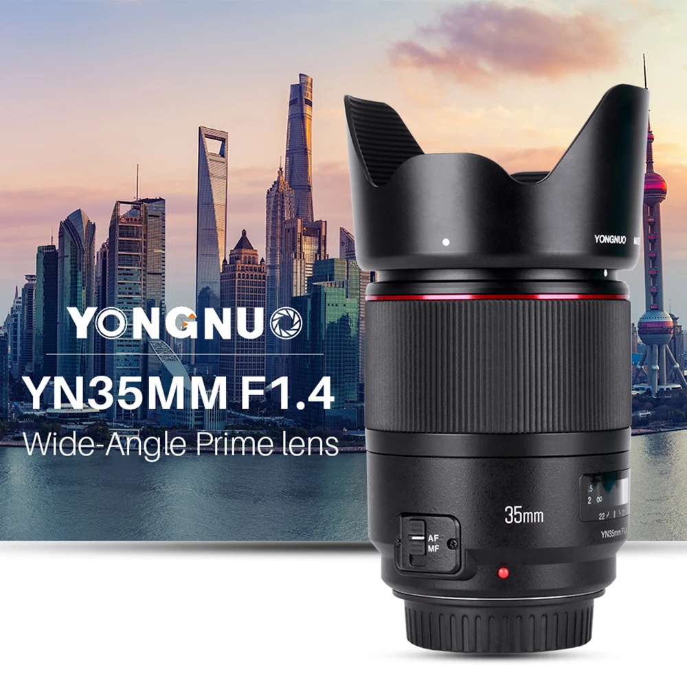 Объектив YONGNUO YN35MM F1.4 с широкоугольным объективом для камеры Canon яркой апертурой