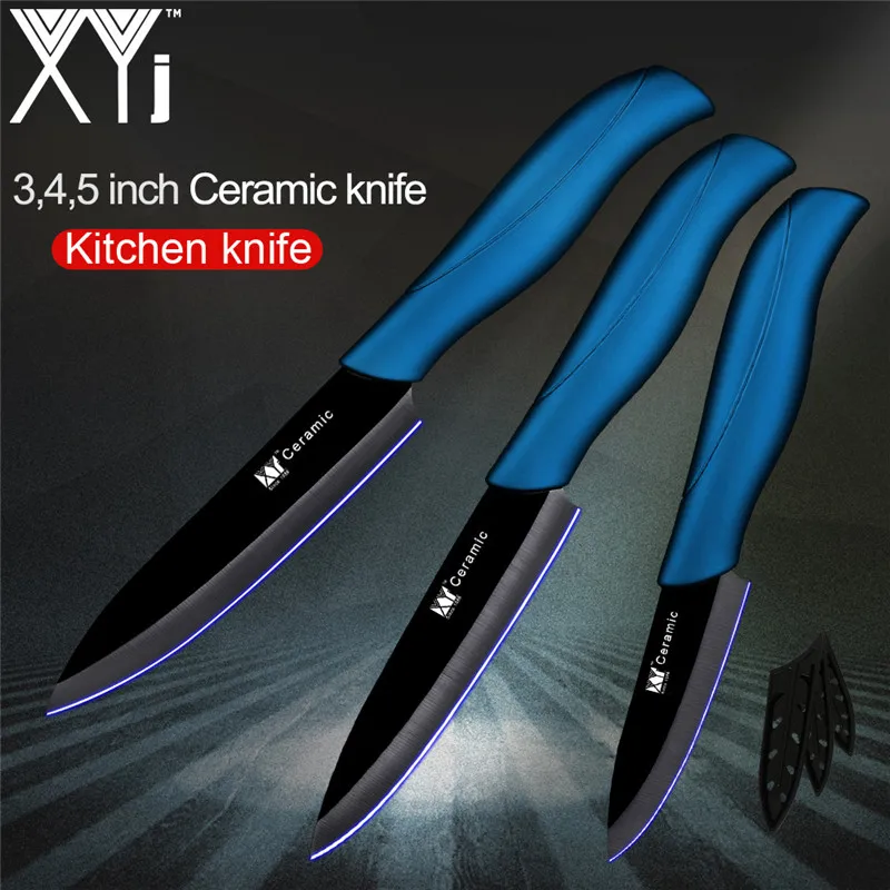 Blue H Black Blade " 4" " дюймовый керамический кухонный нож ABS+ TPR Ручка острое лезвие керамический нож набор из 3 предметов XYj качественный кухонный нож Новое поступление - Цвет: Blue H Black Blade