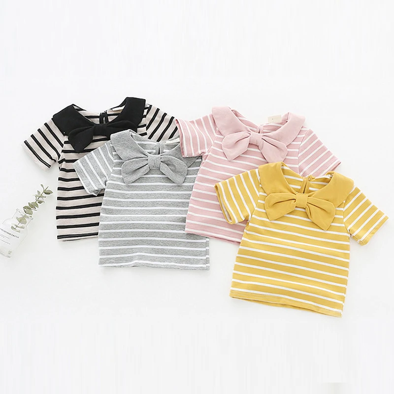 Футболка для девочек детские топы с коротким рукавом футболка в полоску детская