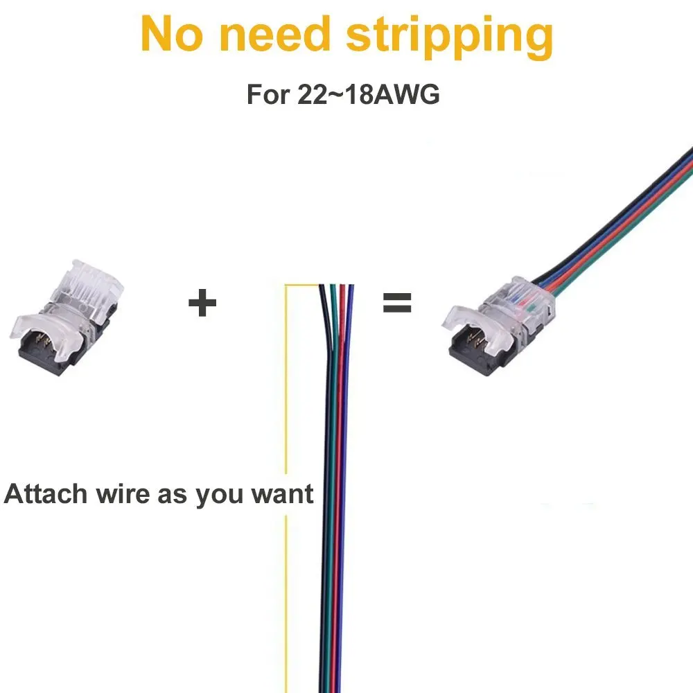 10 шт 4 булавка полоска к проводу не водонепроницаемая лента со светодиодными