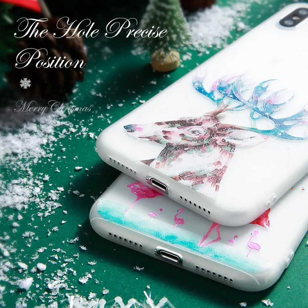 Рождественский чехол FLOVEME для iPhone X XS MAX XR мягкие чехлы из ТПУ 6 7 8 6s plus SE зеркальный