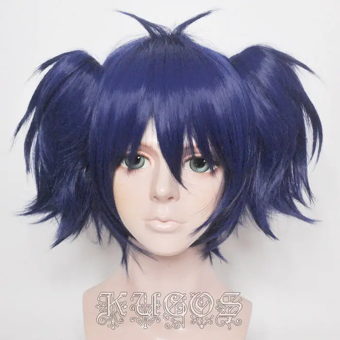 Косплей парик Happy Sugar Life Kobe Shio темно синий короткий зажим 2 хвоста|Костюмы аниме| |