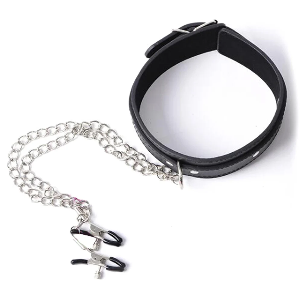 БДСМ бондаж зажимы для сосков женский воротник искусственная кожа ремень