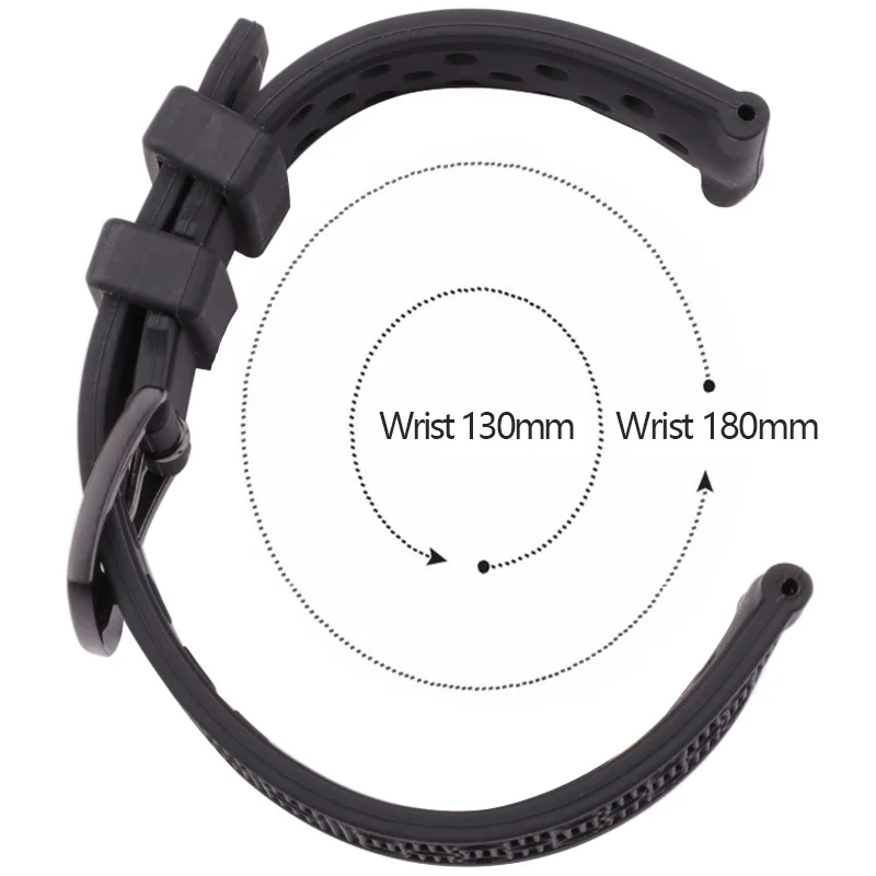 22 мм Ремешки для наручных часов черный водонепроницаемый мягкий силиконовый