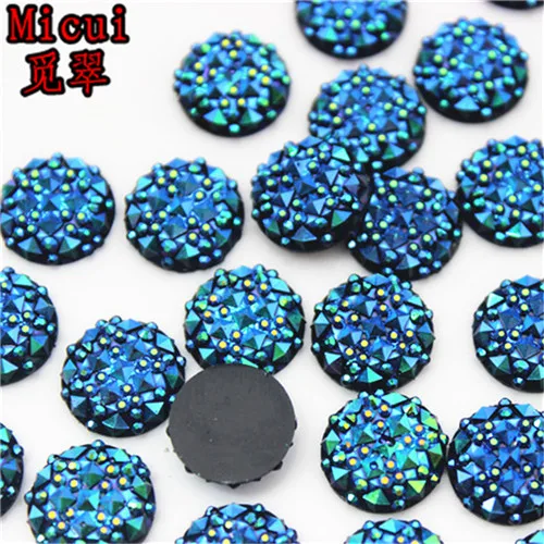 Black AB Micui 70 шт. AB Цвет 12 мм круглые стразы из смолы с кристаллами аппликация с плоской задней частью хрустальные камни не Швейные скрапбукинги MC44 - Цвет: Black AB