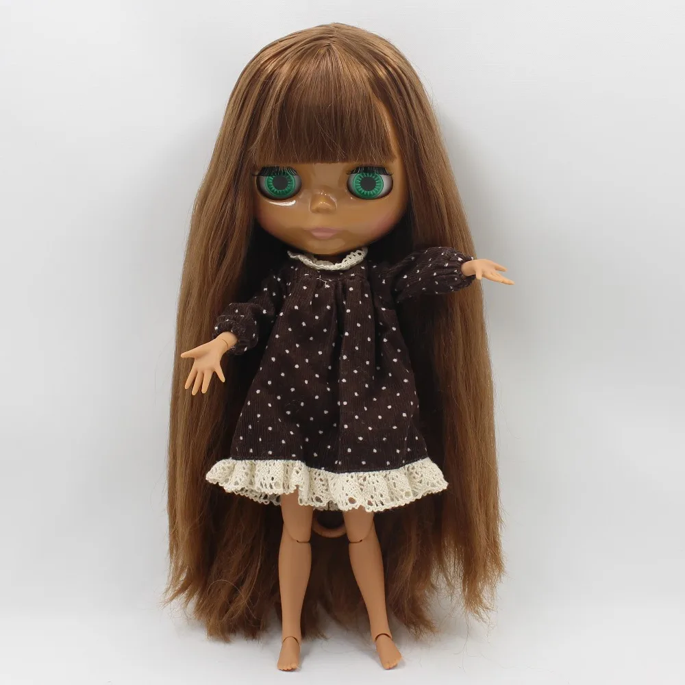 ICY blyth кукла каштановые волосы с бахромой/челка темная кожа сустава тела BL0543 девушка подарок