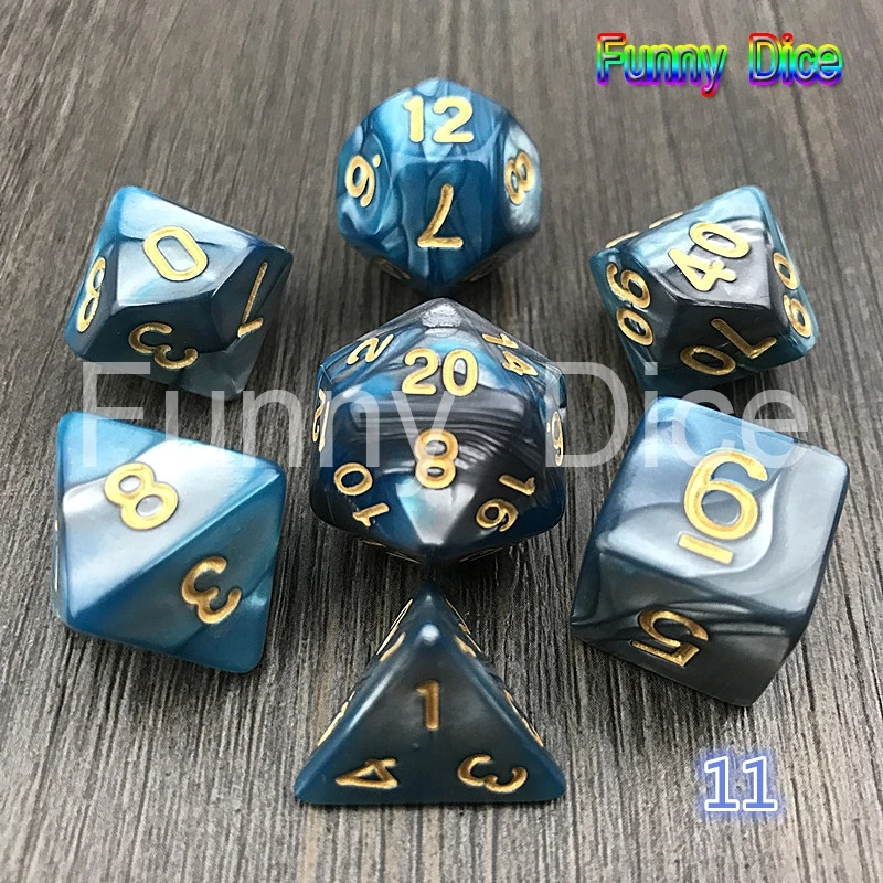 7 шт. 2-х цветный набор Игральный костей покер D& d многогранные кубики Семья игры - Цвет: 11