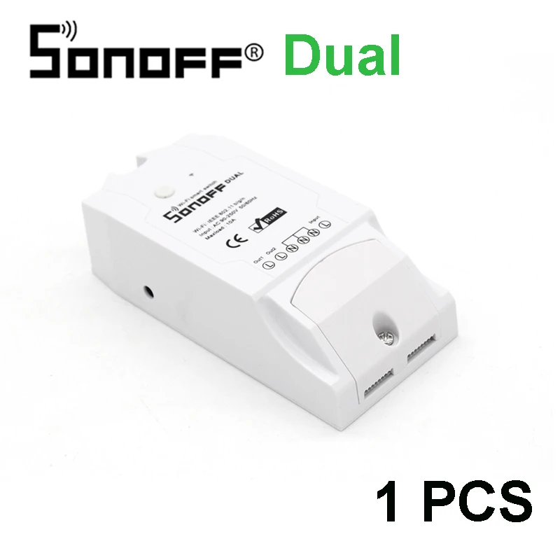 Dual 1PCS 1-5 Sonoff Dual 2CH Wifi освещение переключатель Управление несколькими устройствами светодиодный WiFi переключатель управление двумя устройствами умный Wifi беспроводной умный переключатель - Комплект: Dual 1PCS