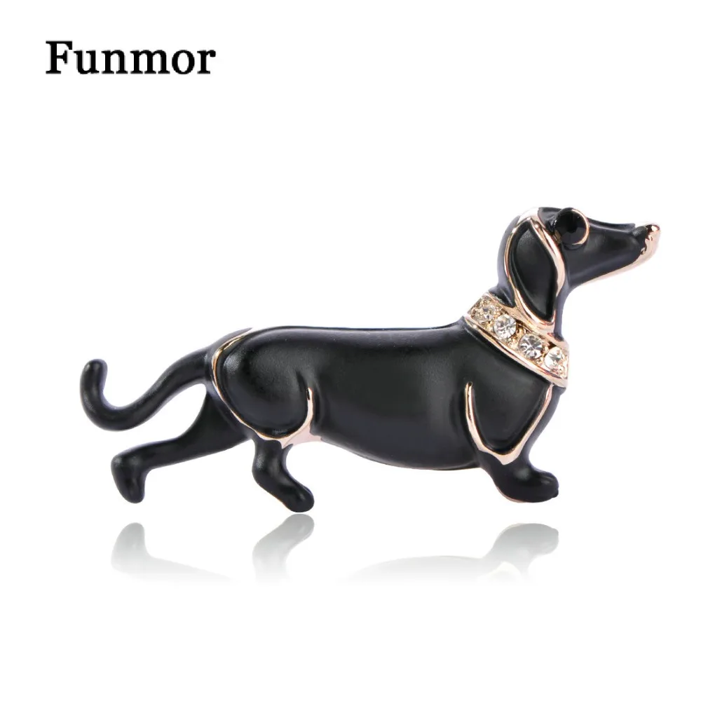 

Funmor Classic Enamel Dog Style Brooches For Women Kids Garment Ornamental Gold Color Crystal Vivid Animal Corsage Hijab Pins