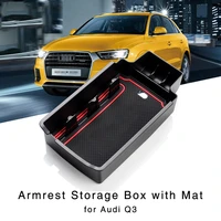 car armrest storage box for audi q3 2012 2013 2014 2015 2016 2017 interior center console organizer glove holder tray