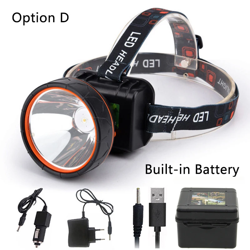 Option D Litwod Z35 T6 Head Light Led Bright Headlamp Head Flashlight LED Headlight Build-in Rechargeable Battery Head Lamp for fishing - Испускаемый цвет: Option D