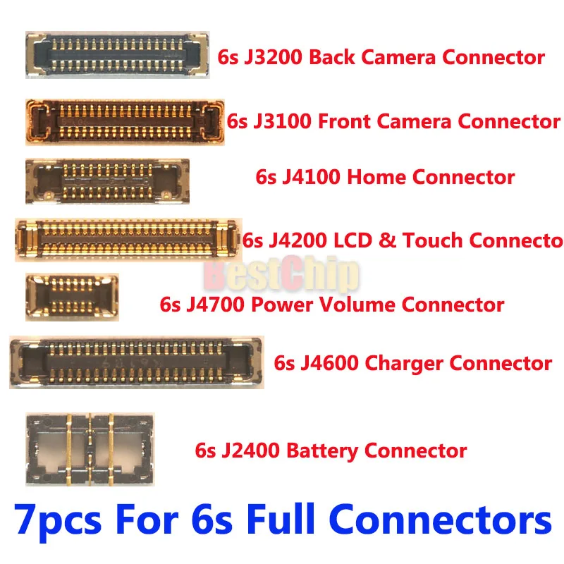 

50sets/lot 350pcs FPC connectors for iPhone 6S 4.7" LCD touch power camera dock volume Home battery on logicboard connector