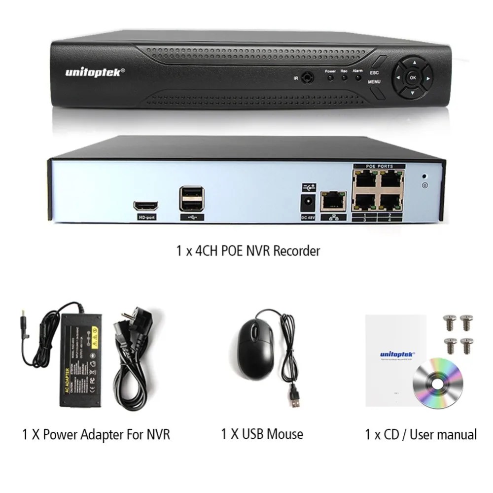4CH ONVIF 48 V 5MP/4MP/2MP автономный реального POE NVR H.265 Сетевой Видео Регистраторы для 4MP IP