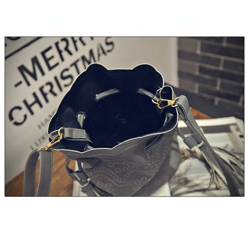 Новый ведро мешок плеча Корейский вышитые одного склонны drawstring