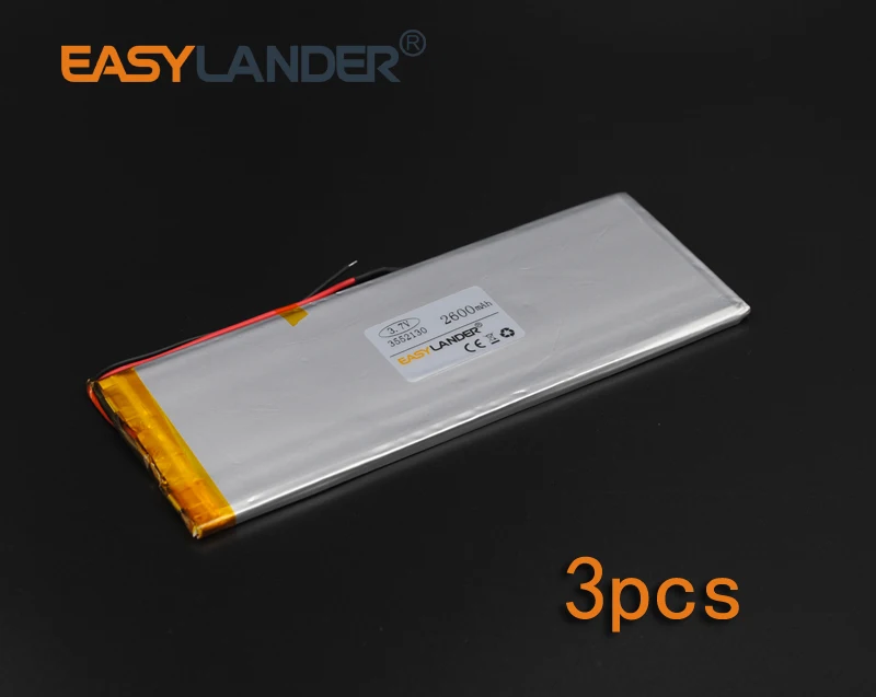 3 шт./лот 7 V 2600mAh 3552130 перезаряжаемый литий полимерный ионный аккумулятор для Bluetooth