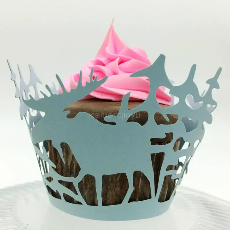 100 шт./компл. пустотелые бумажные стаканчики для торта олень лазерная резка