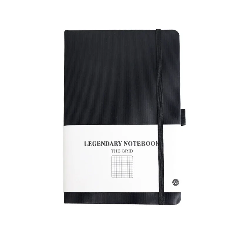Черный Квадратная твердая обложка A5 сетка эластичная лента Bujo Bullet notebook Journal - Цвет: Черный