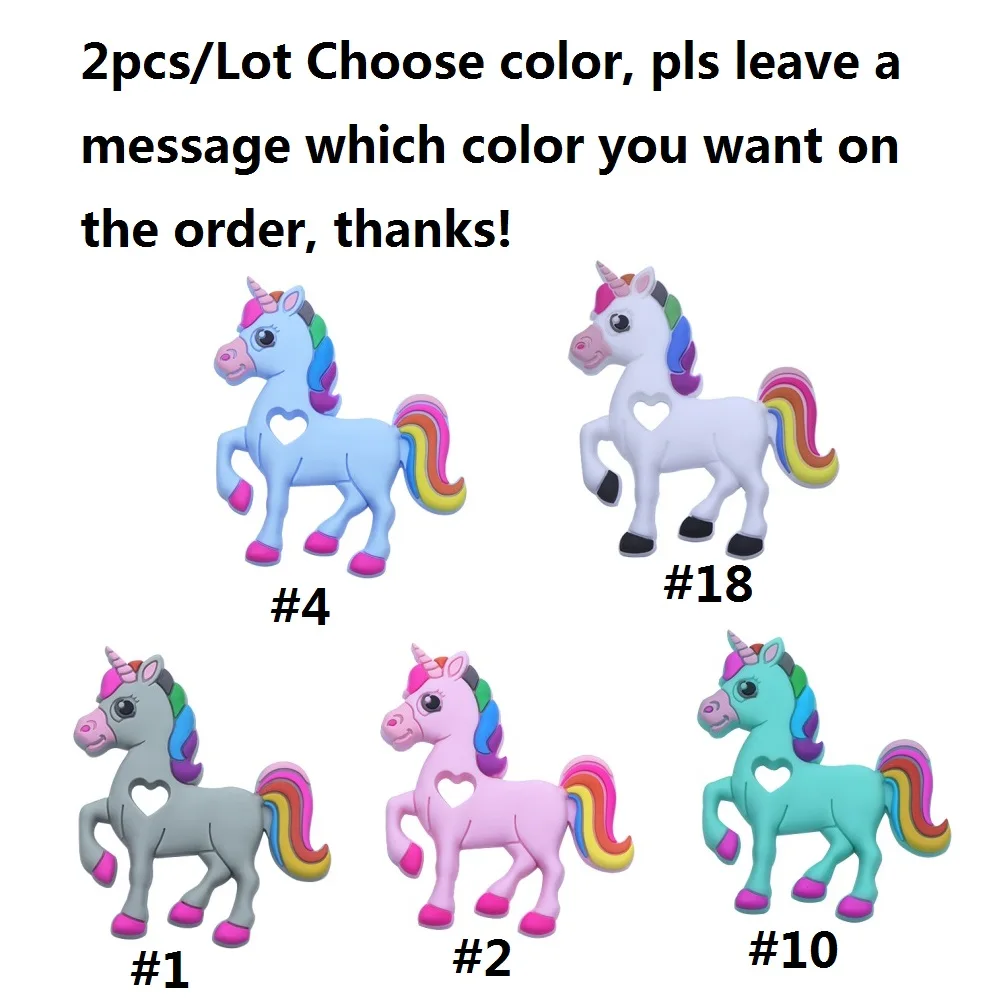 Choose Color BOBO. BOX, 2 шт., игрушка для прорезывания зубов в виде единорога, силиконовый Прорезыватель для зубов, подвеска в виде животного, сделай сам, жевательное ожерелье, для кормления, пищевая, силиконовая, BPA бесплатно - Цвет: Choose Color