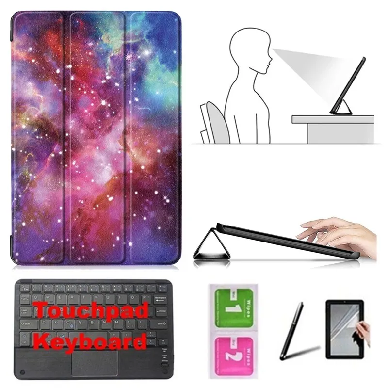 Набор аксессуаров для lenovo Tab 4 10 TB-X304L TB-X304F TB-X304N-Smart Cover чехол+ Bluetooth клавиатура+ Защитная пленка+ стилус - Цвет: CBK7-YHX