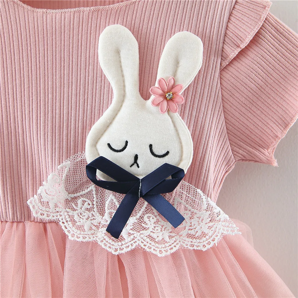 2019 комплект одежды для маленьких девочек Ruched лоскутное кролик Тюлевая юбка