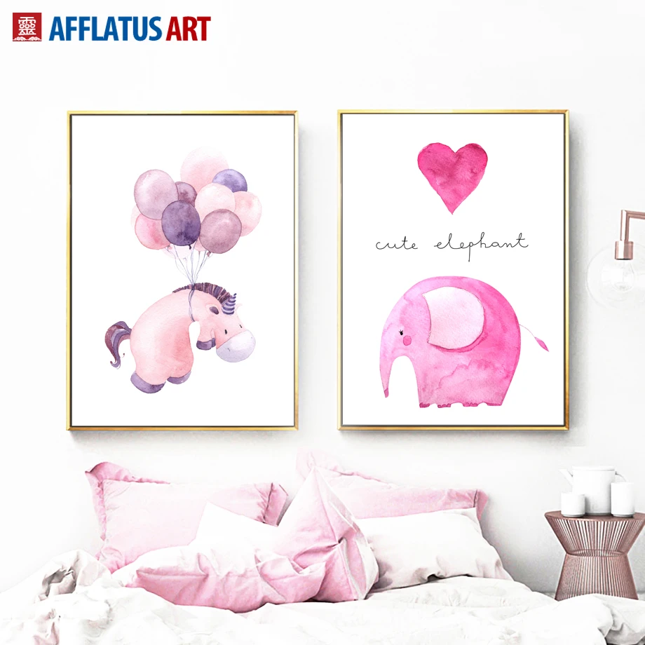 Мультяшный слон Кит фотообои искусство холст живопись скандинавские постеры и