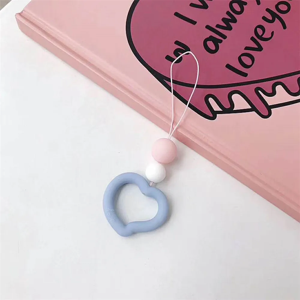 Universal Mobile Phone Ring Finger Strap Charm Lanyard Silicone love heart Macaron Kwaii Cute Loop Unique Soft For IPhone | Мобильные