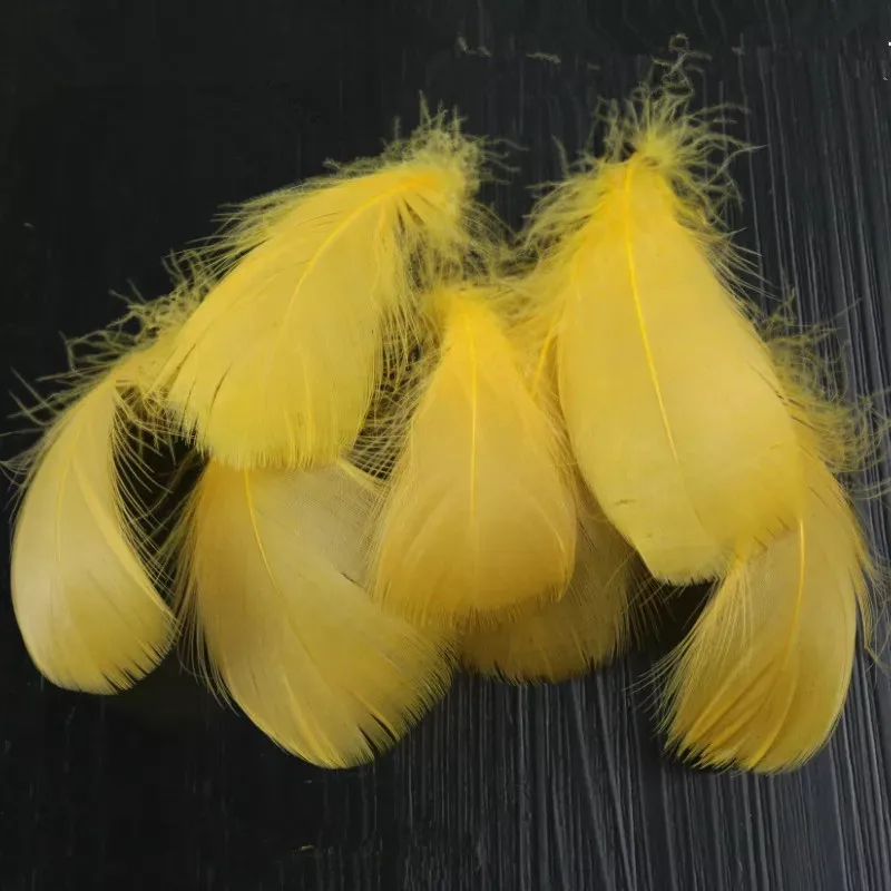 Gold yellow 100 шт натуральный гусь перья паров 8-12 см красочные Лебедь перо Плюм для домашние рукодельные украшения DIY украшения ювелирных изделий - Цвет: Gold yellow